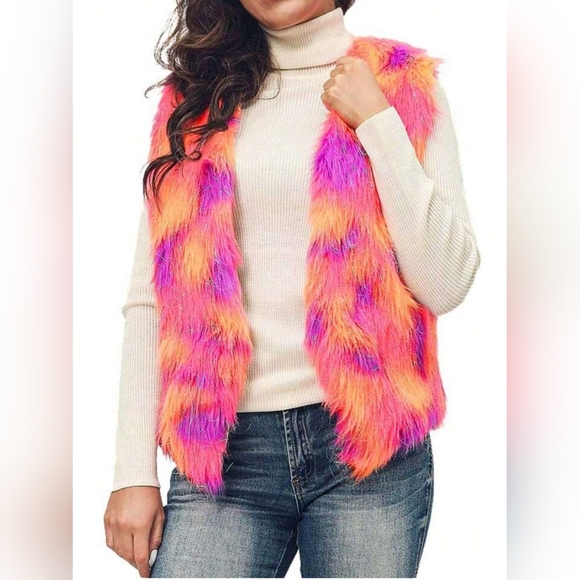 Furry and Colorful Vest. PTP 19in. - Picture 1 of 4